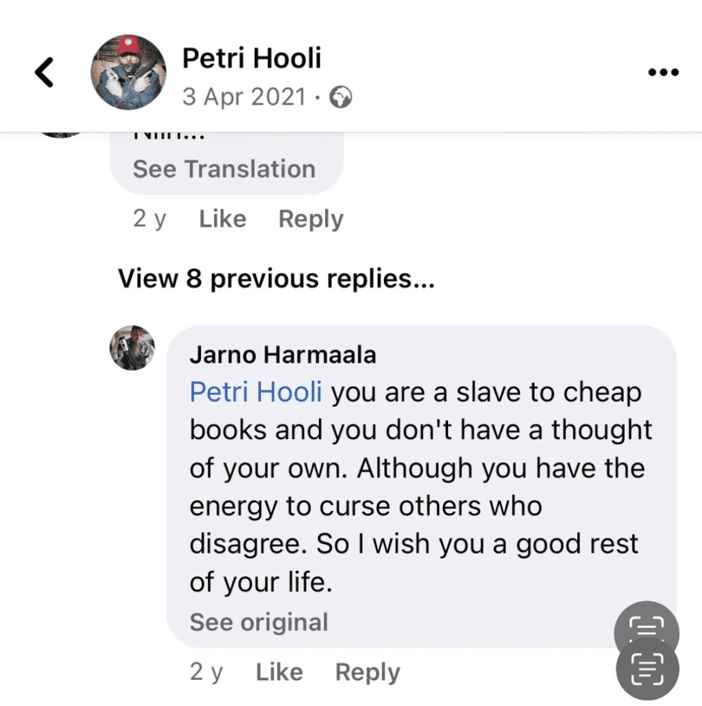 Petri Hooli slave to cheap books, doesnt have a thought of his own but the energy to crse others 